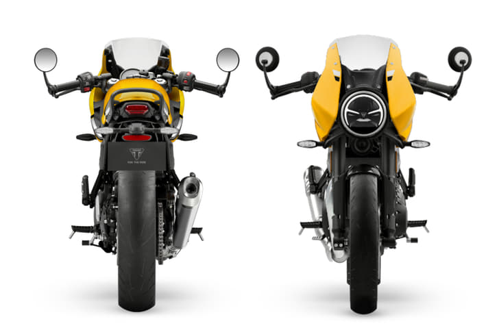 Triumph Thruxton 400 front and rear shot